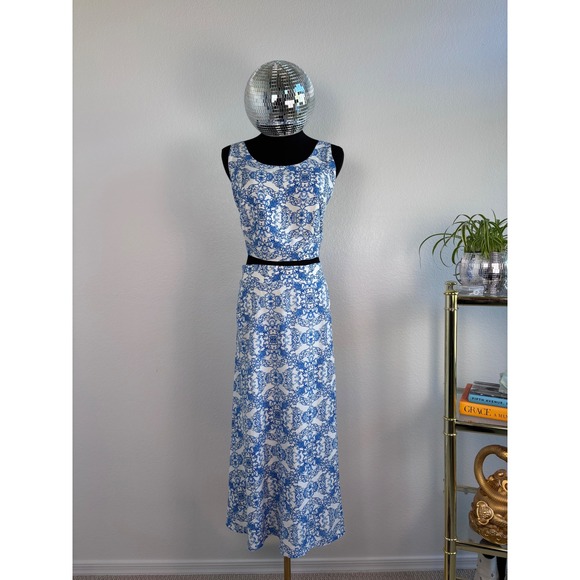 Joie Mosaic Print Crop Top and Midi Skirt Set, NWT Women's XL, Santorini Blue - Picture 15 of 16